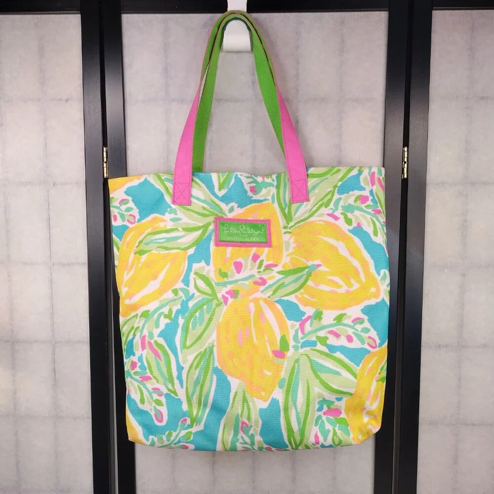 Lilly Pulitzer for Estée Lauder Pink Green Tote Bag Large - Picture 2 of 9